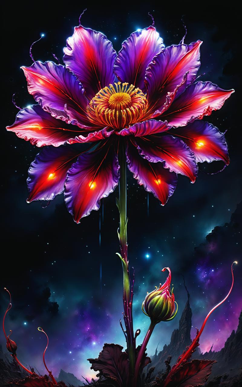 04436-2837772456-Illustration, sci-fi concept art, realistic art, drawn with alcohol inks, depicting a fantastic flower, with red glowing petals,.png